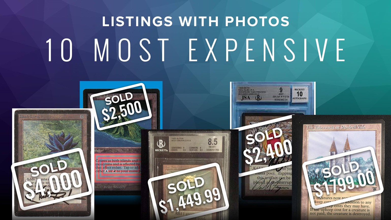 Top 10 Most Expensive Listings with Photos Sold So Far