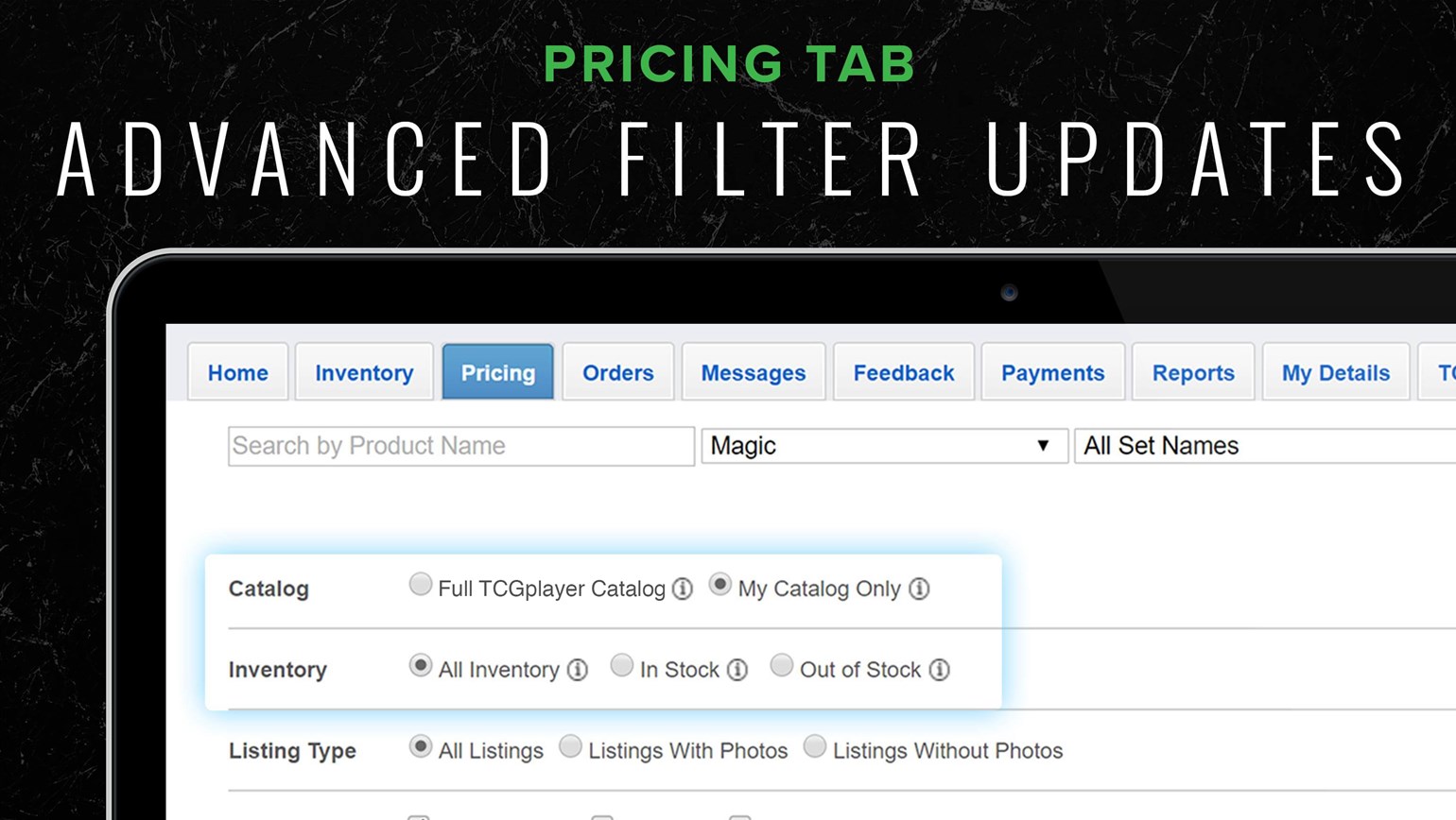 Manage Inventory More Effectively with Updated Pricing Tab Filters