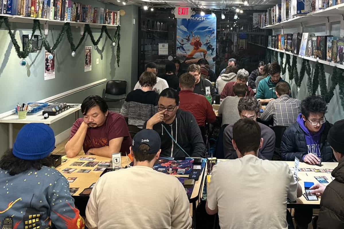 Customer playing games in store