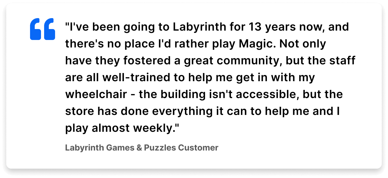 Labyrinth Games & Puzzles customer quote